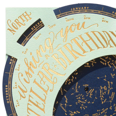 Ladyfingers Letterpress Handmade Birthday Planisphere Greeting Card 