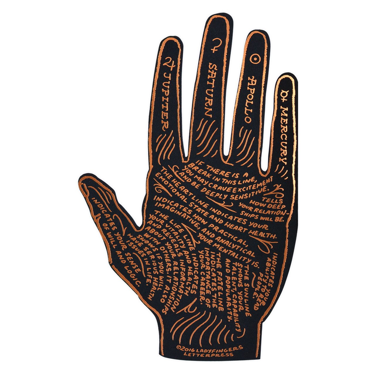 Ladyfingers Letterpress Palmistry Greeting Card 