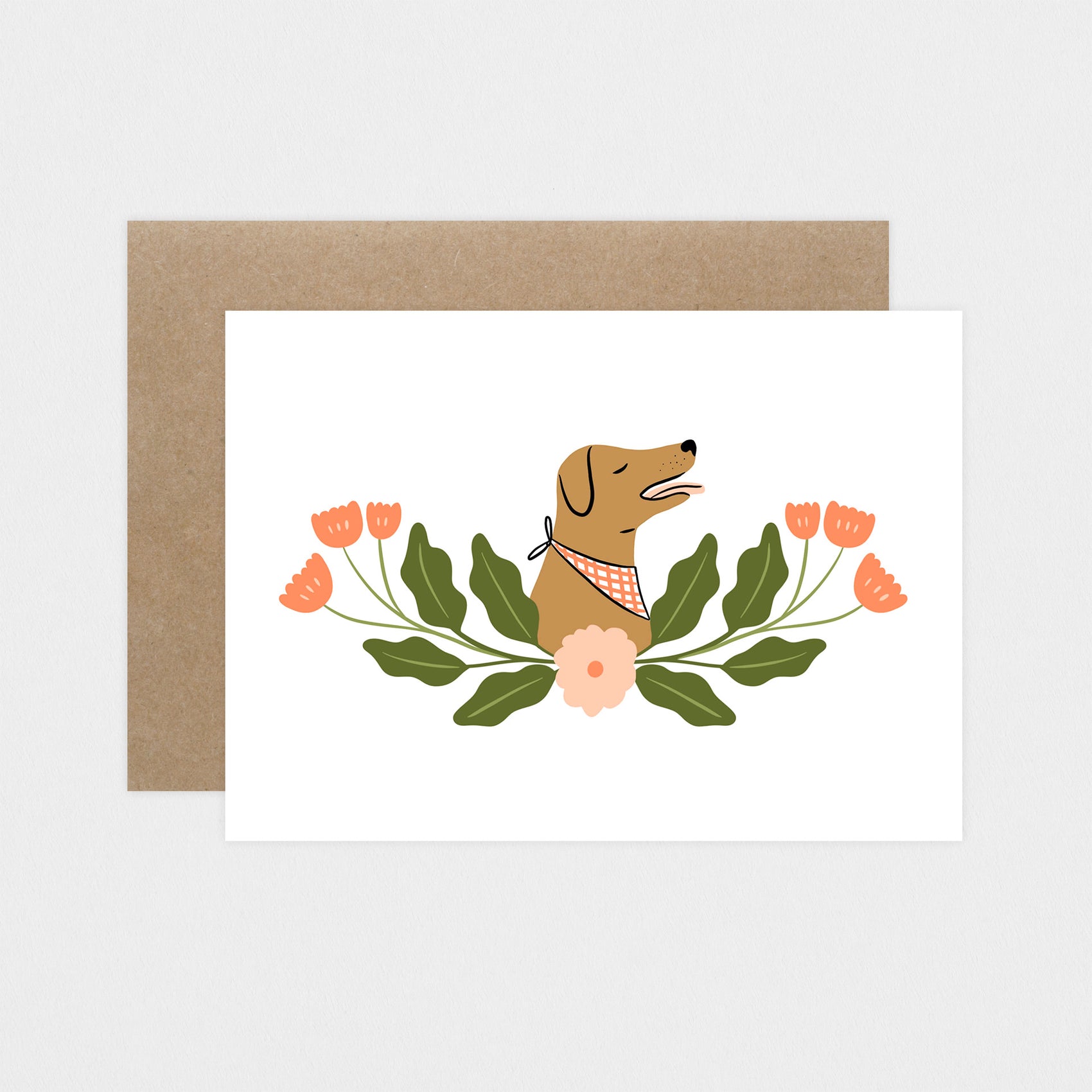 Laura Supnik Floral Dog Greeting Card 