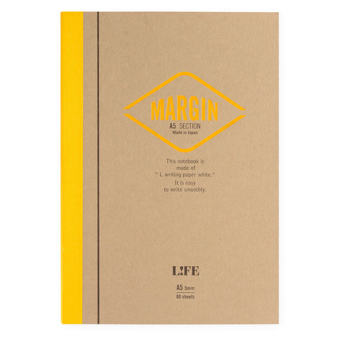 LIFE Stationery Margin A5 or B5 Notebook | Plain, Section or Ruled section / A5