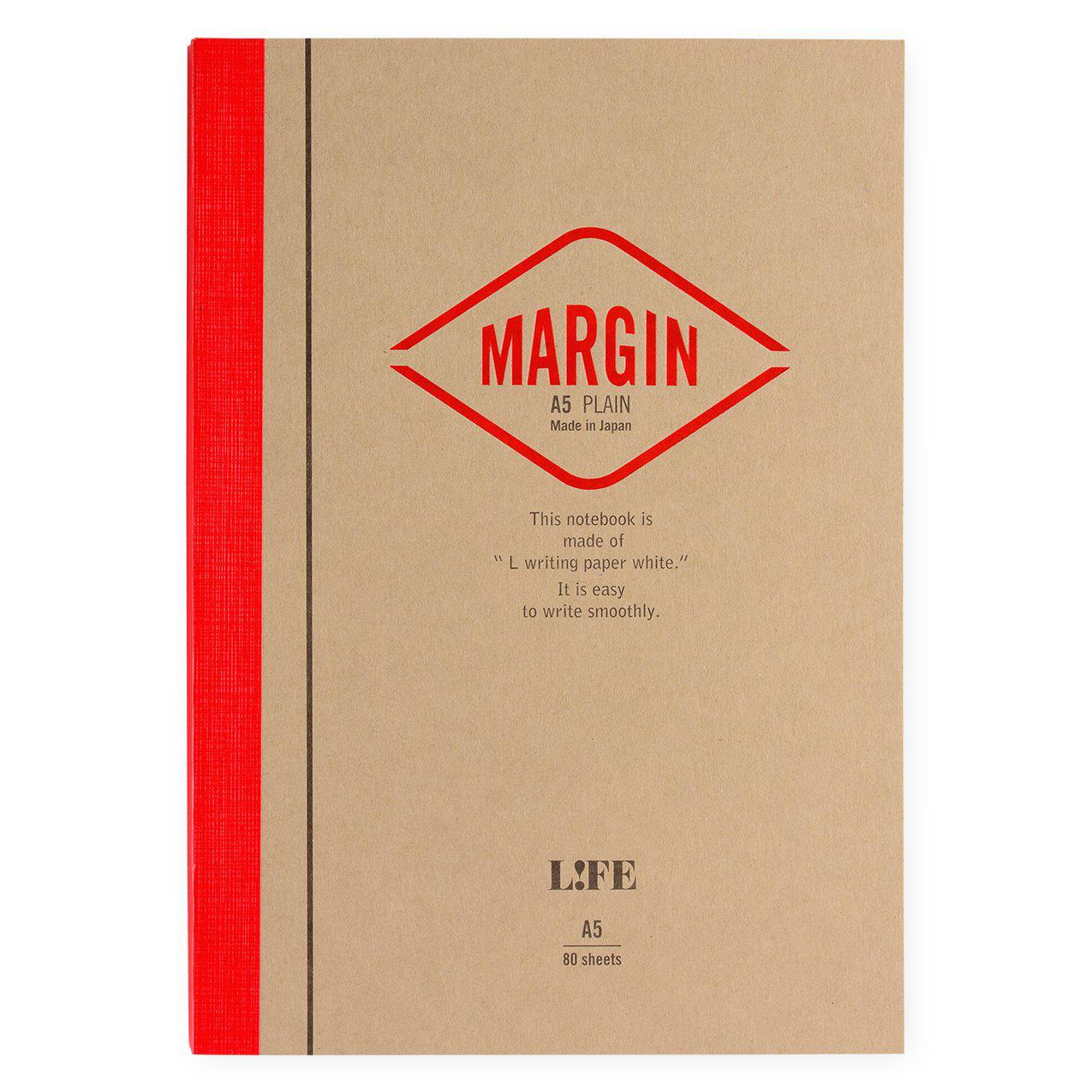 LIFE Stationery Margin A5 or B5 Notebook | Plain, Section or Ruled plain / A5