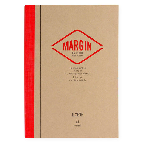LIFE Stationery Margin A5 or B5 Notebook | Plain, Section or Ruled plain / A5