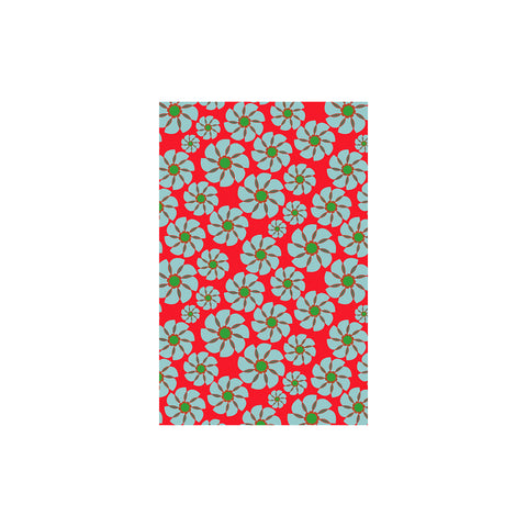 Shunkoen Mamimu Japanese Classic Motifs Mini Memo Notebook | Six Designs Blue Flowers on Red