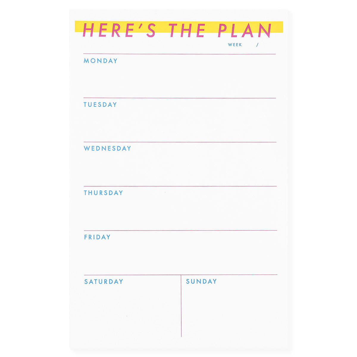 M.C. Pressure Here's The Plan Weekly Notepad 