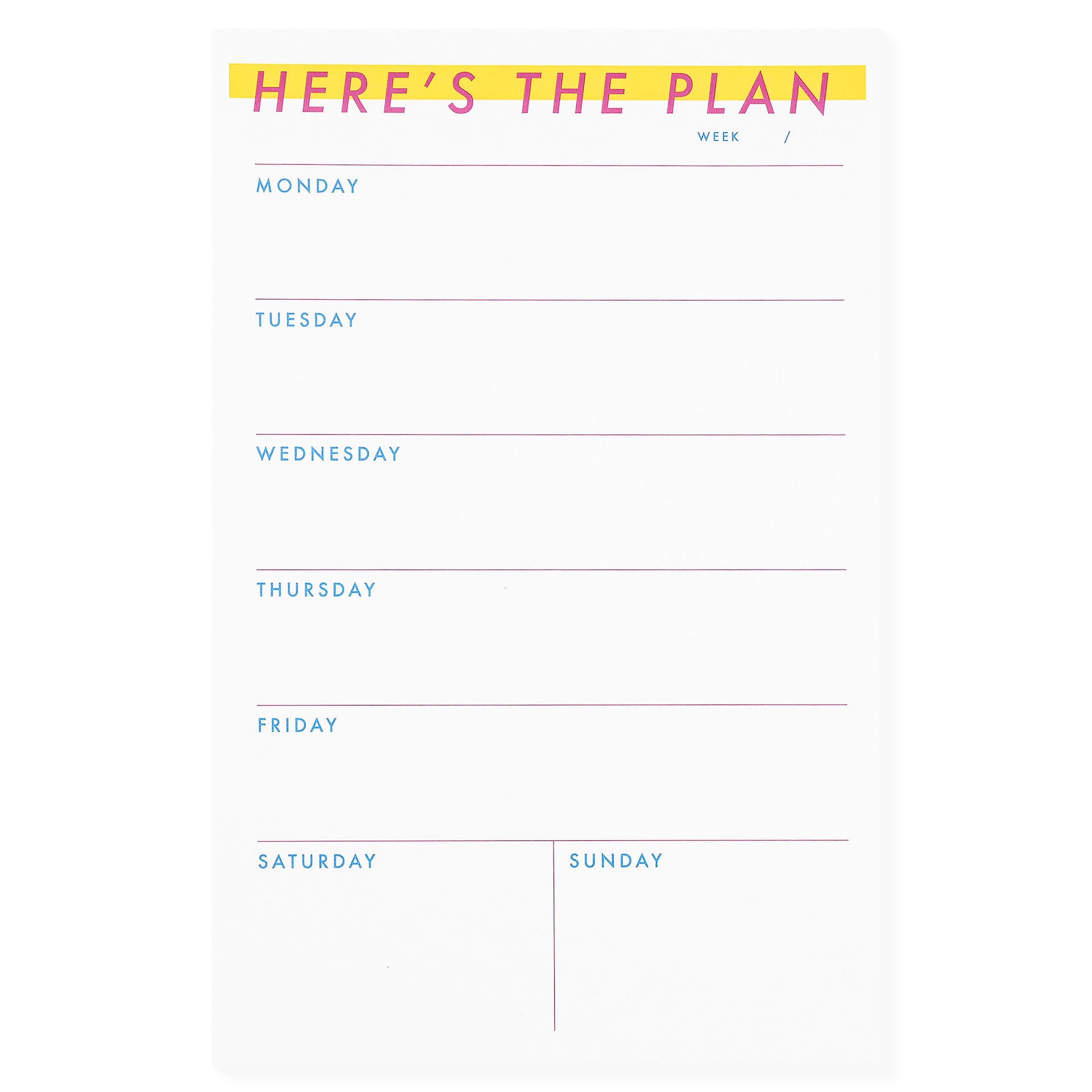 M.C. Pressure Here's The Plan Weekly Notepad 