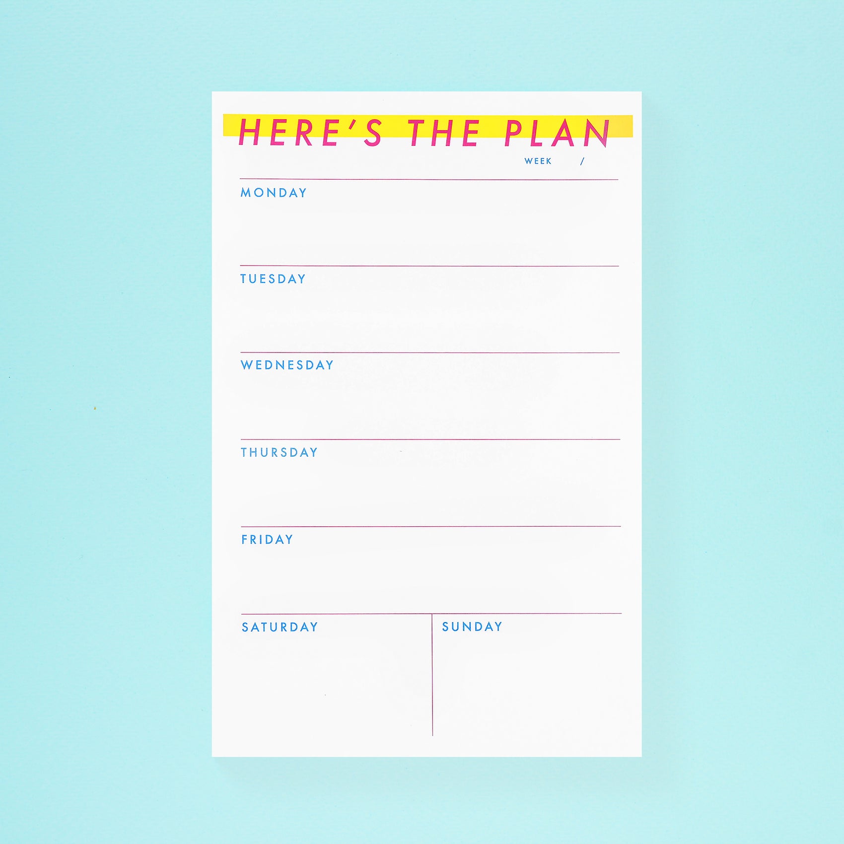 M.C. Pressure Here's The Plan Weekly Notepad 