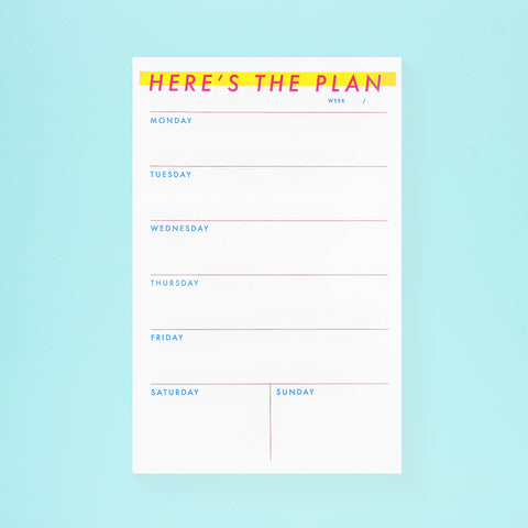 M.C. Pressure Here's The Plan Weekly Notepad 