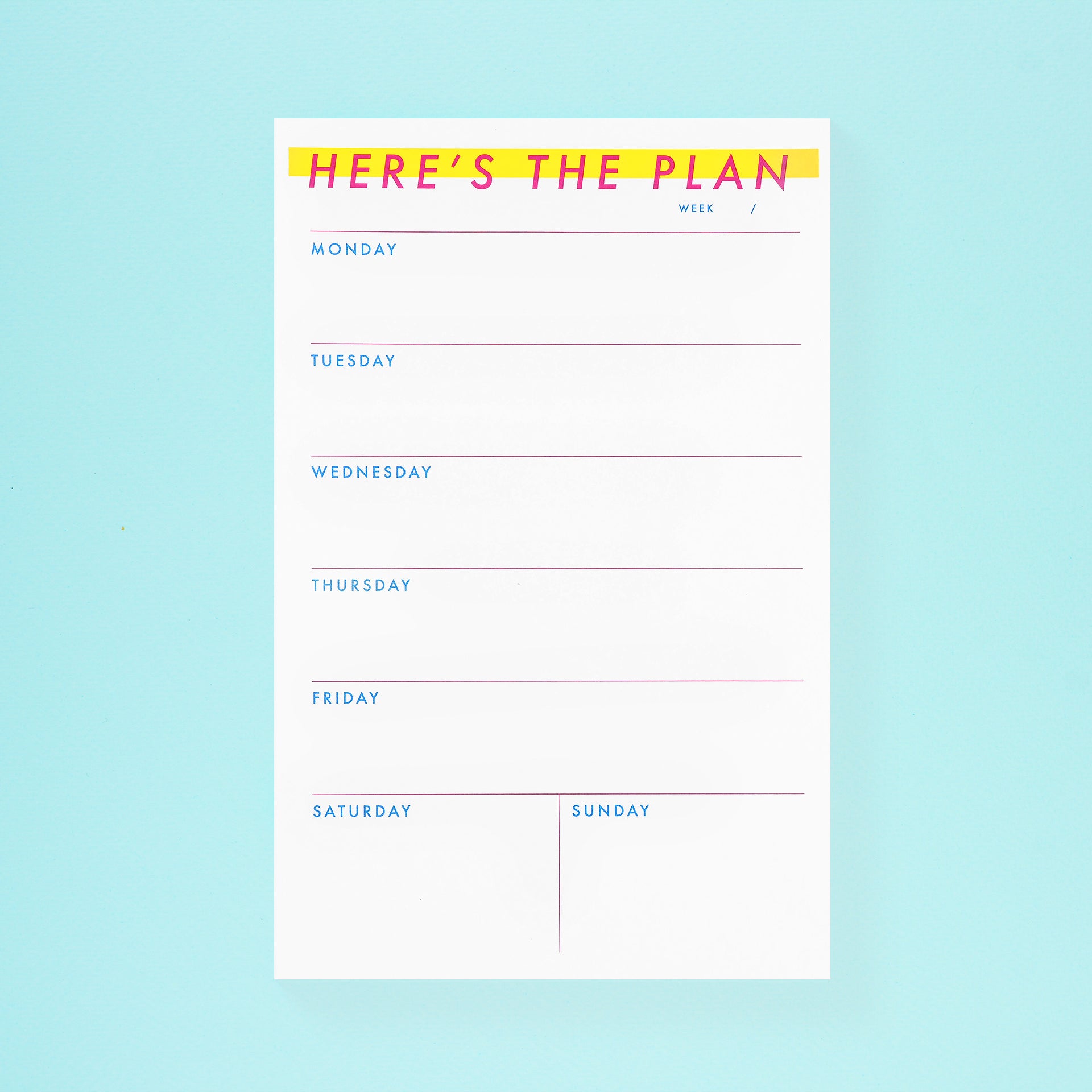 M.C. Pressure Here's The Plan Weekly Notepad 