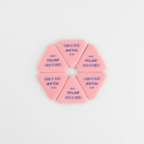 Milan 4836 Flexible Triangular Eraser | Blue, Pink or White Pink