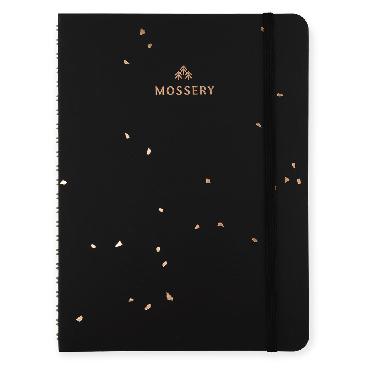 Mossery Wirebound Notebook Black Gold Speckle Ruled 