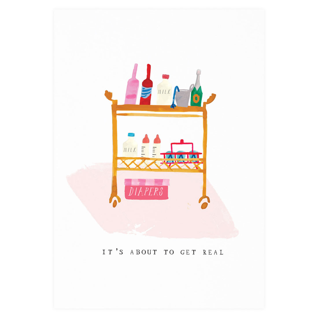 Mr. Boddington's Studio Diapers on the Bar Cart Baby Shower Card 