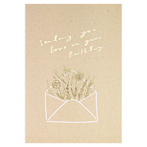 Old English Company Flowers Envelope Birthday Card 