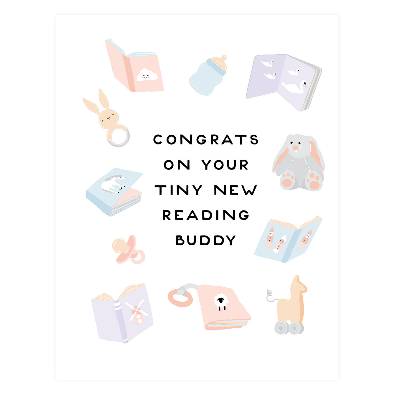 Party Of One Paper Reading Buddy New Baby Card 
