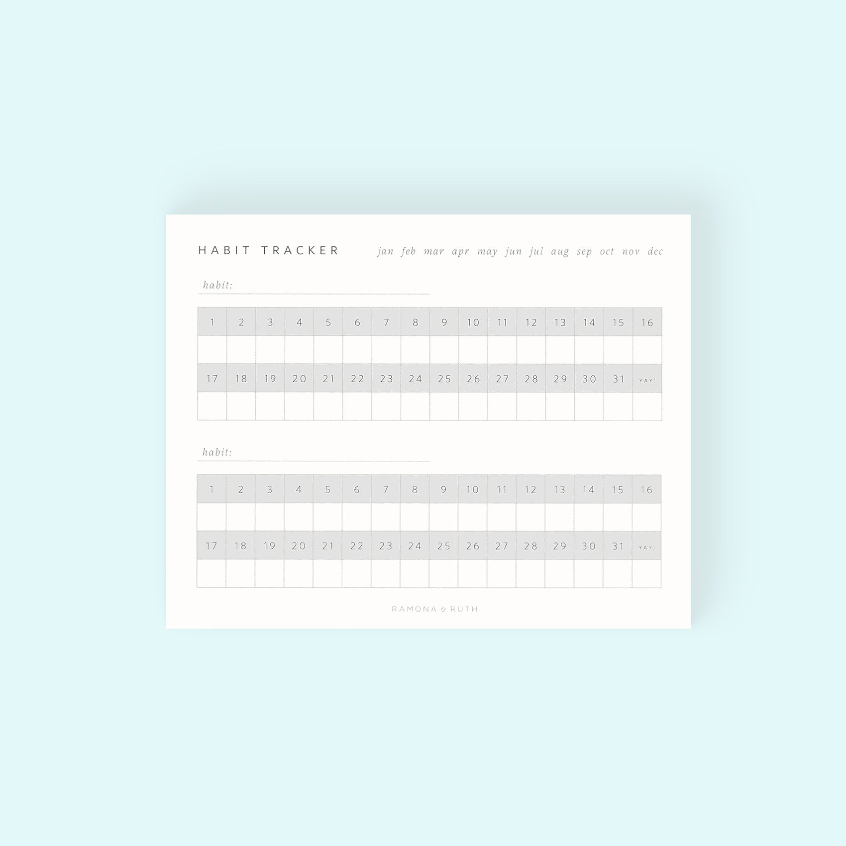 Monthly Habit Tracker Notepad