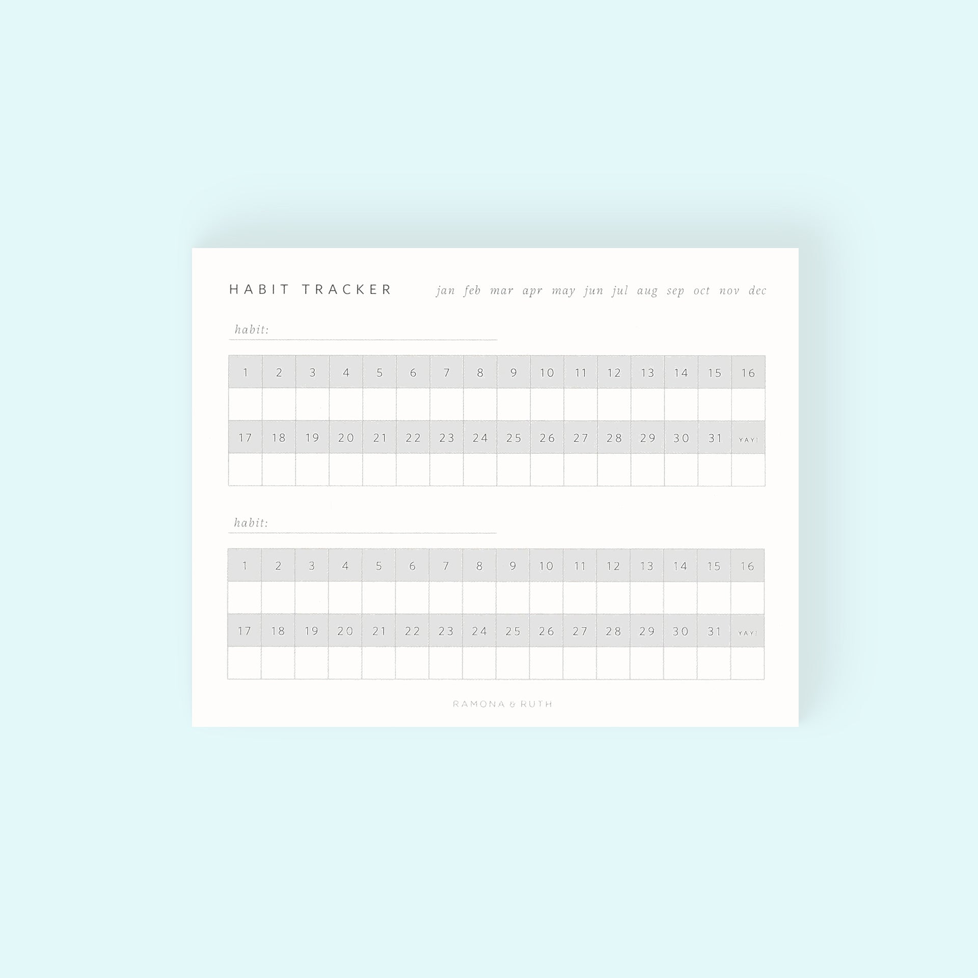 Ramona & Ruth Monthly Habit Tracker Notepad 