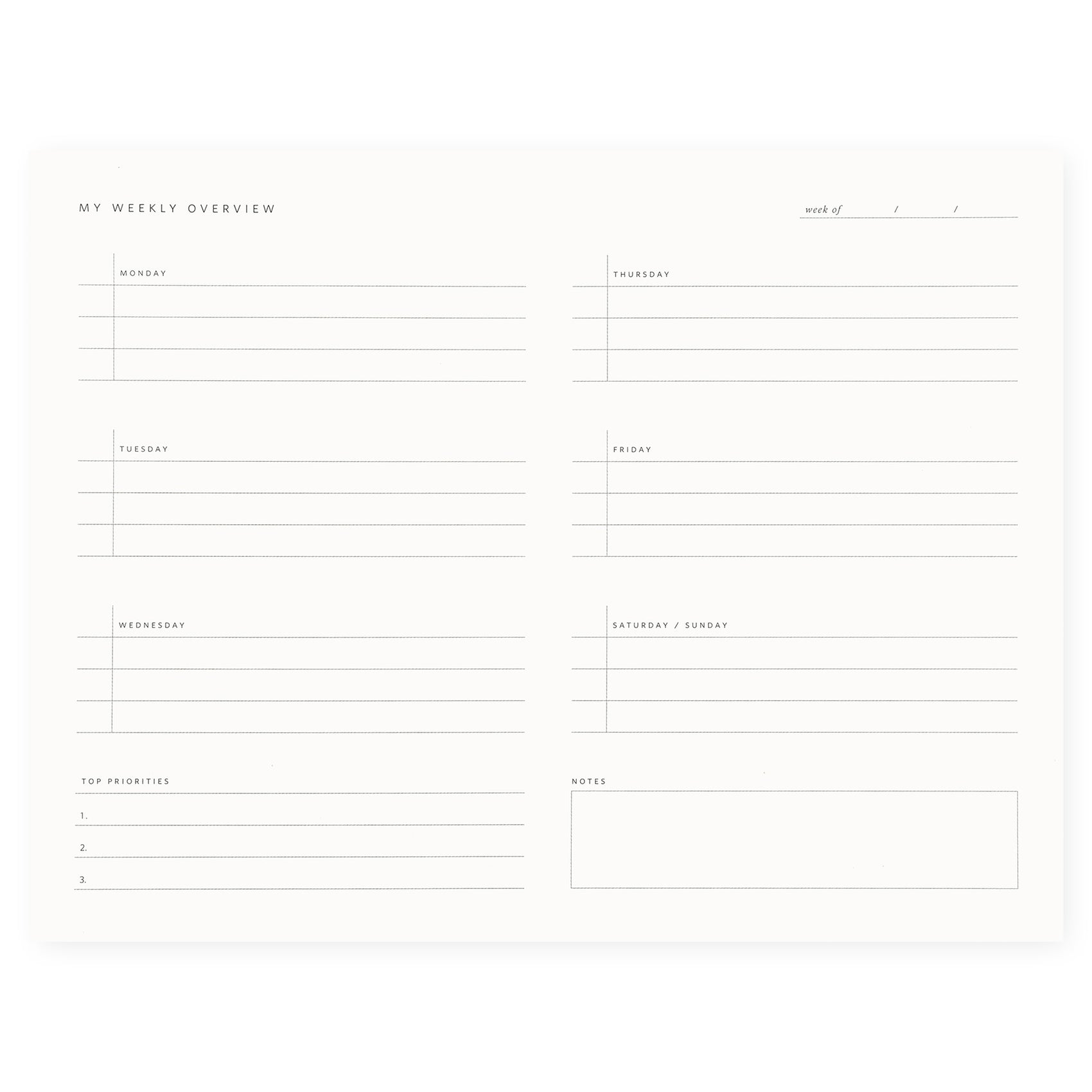 Ramona & Ruth Weekly Overview Notepad 