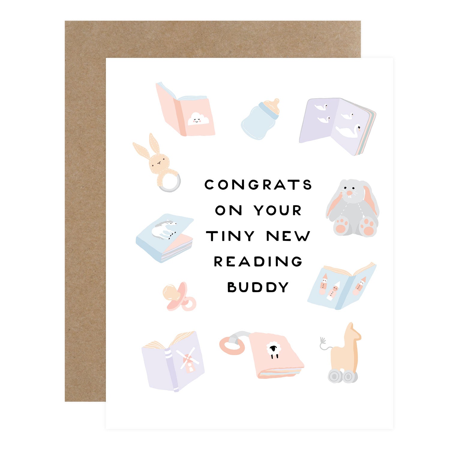 Party Of One Paper Reading Buddy New Baby Card 