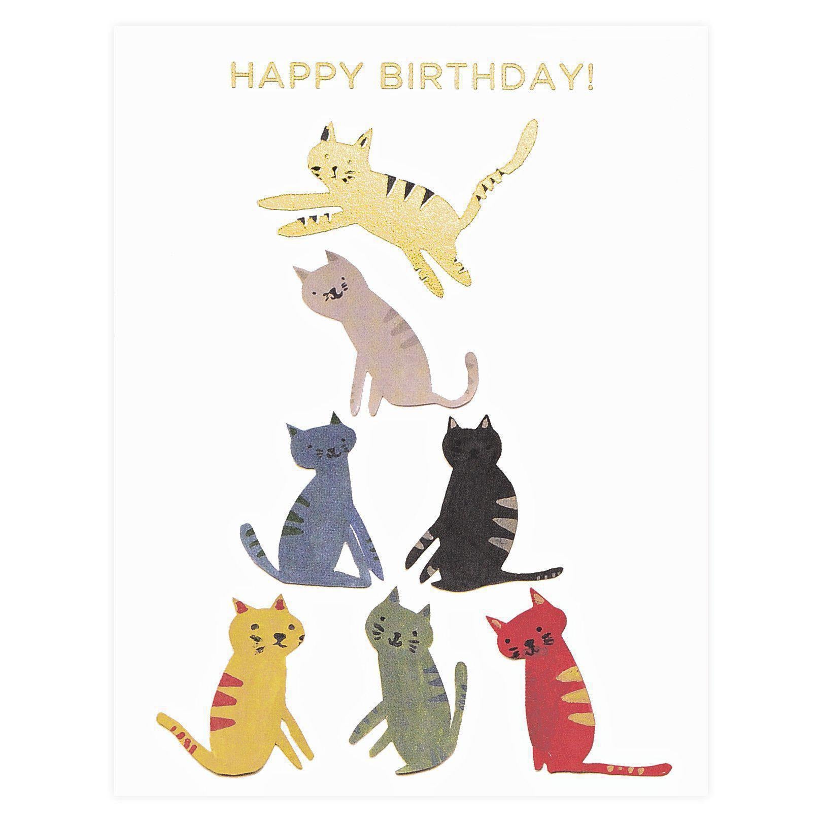 Red Cap Cards Gold Kitty Birthday Card 