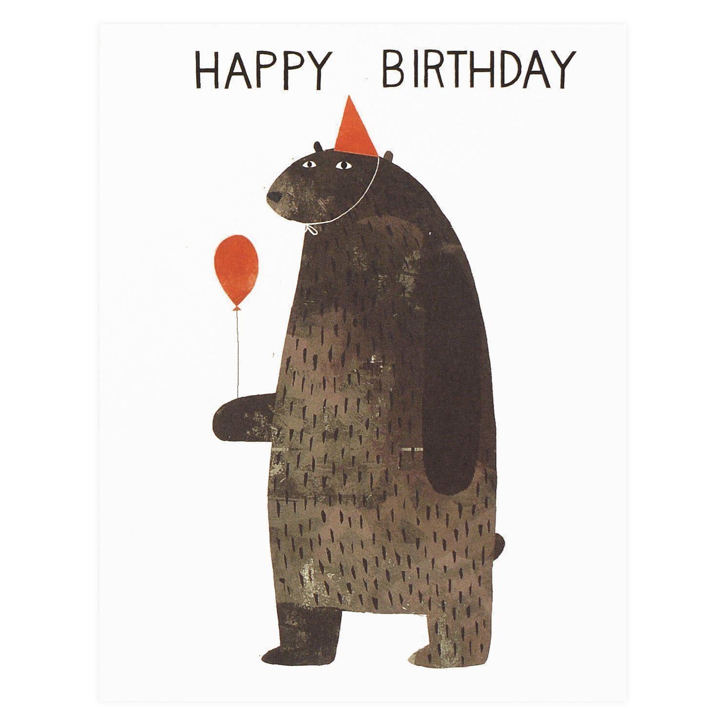Red Cap Cards Party Bear Birthday Card 