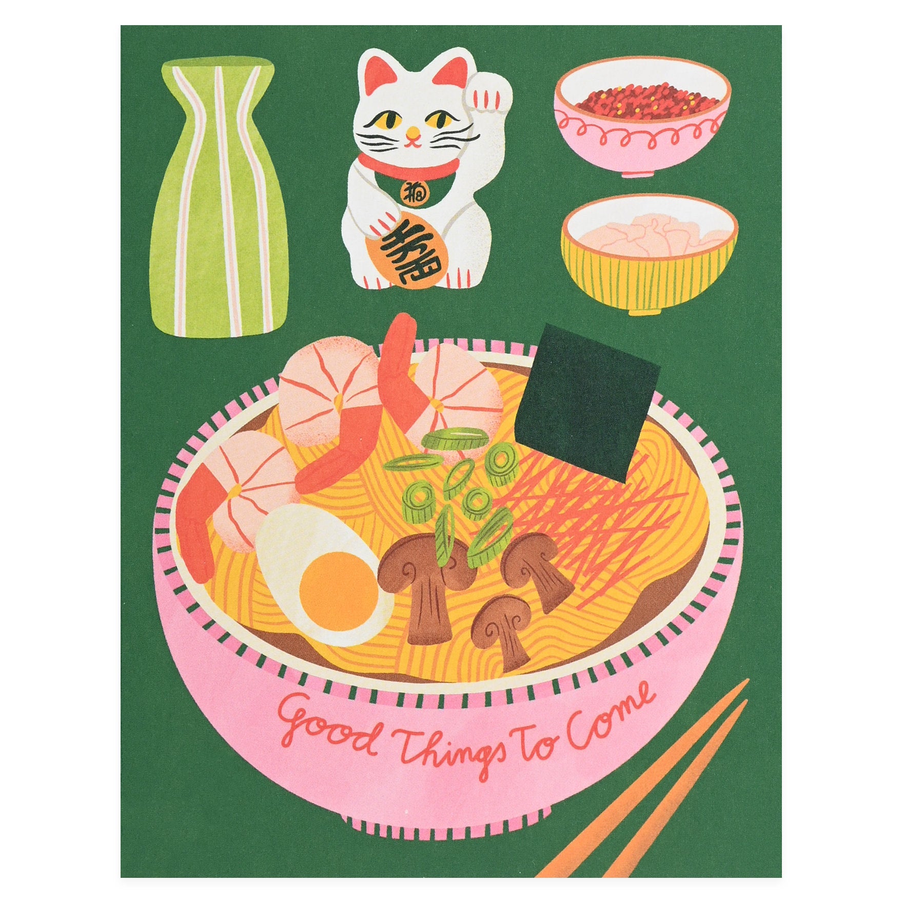 Red Cap Cards Ramen Bowl Greeting Card 