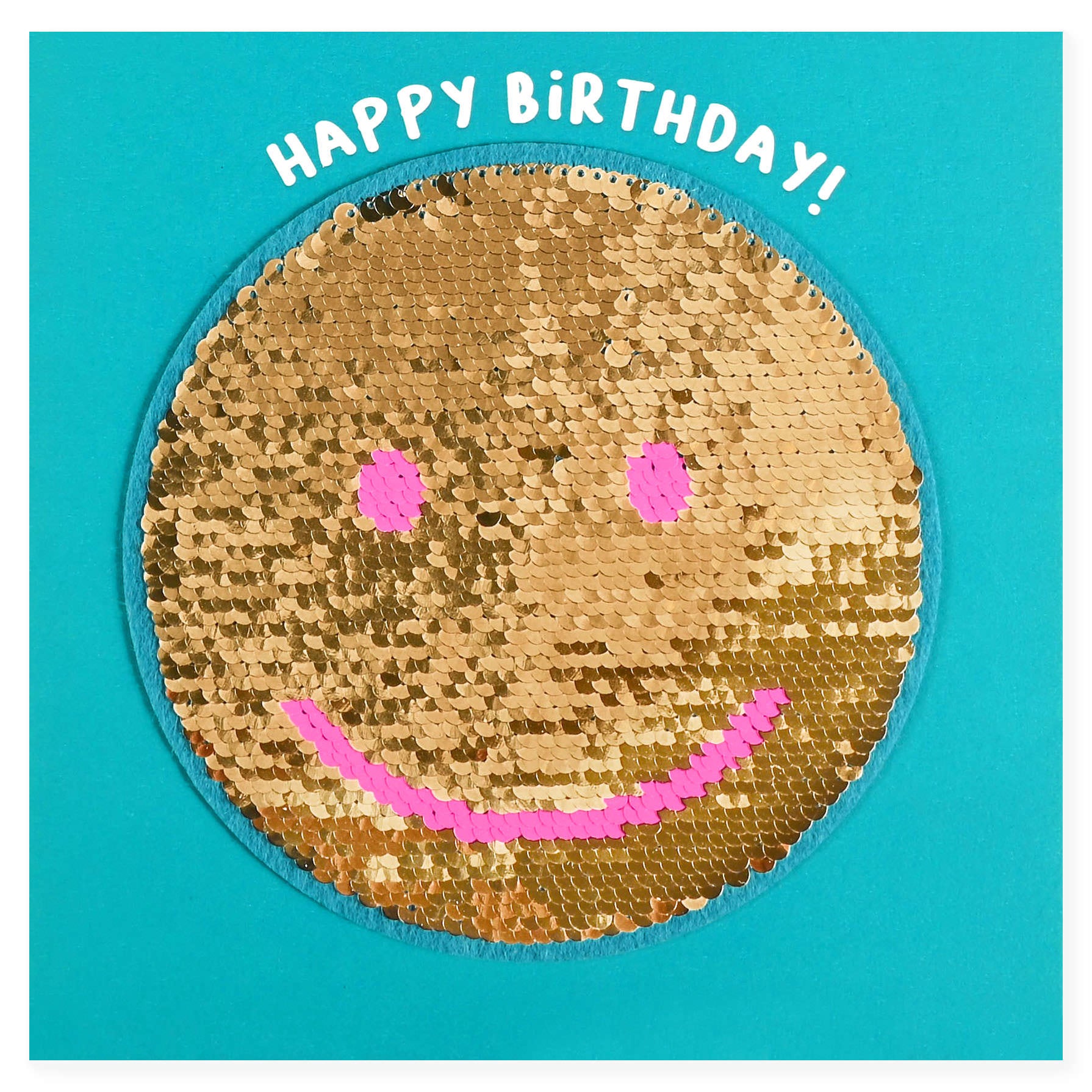 Redback Cards Smiley Birthday Card With Reusable Adhesive Sequin Patch 