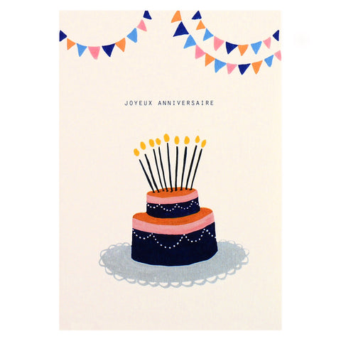 Season Paper Cake Joyeux Anniversaire Birthday Card 
