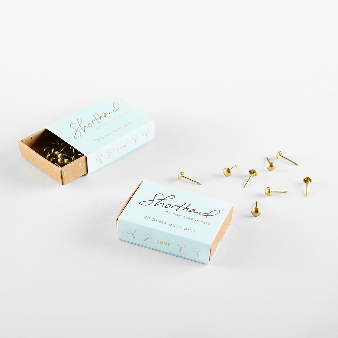 Shorthand Dome Brass Push Pins 