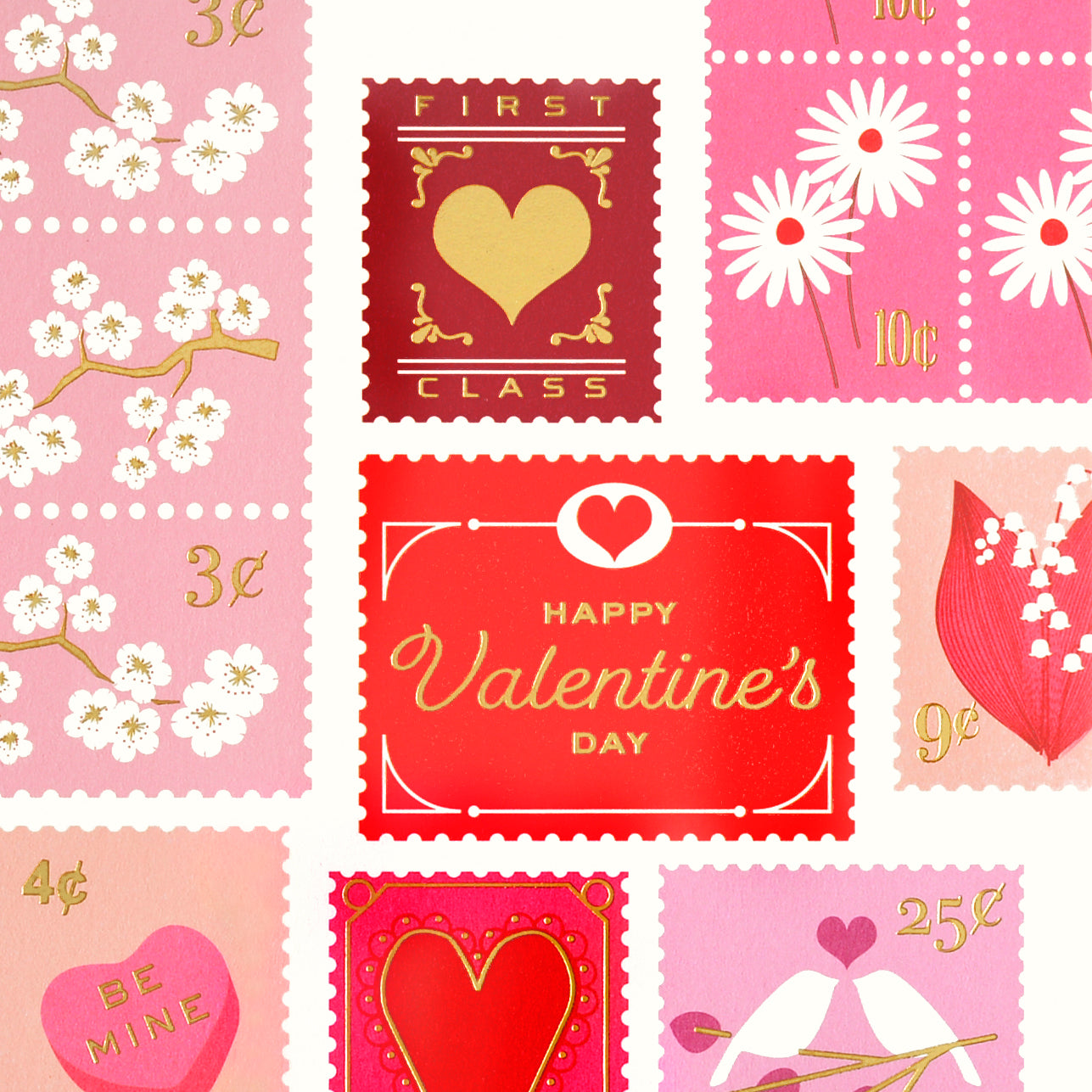 Snow & Graham Valentine Stamps Greeting Card 