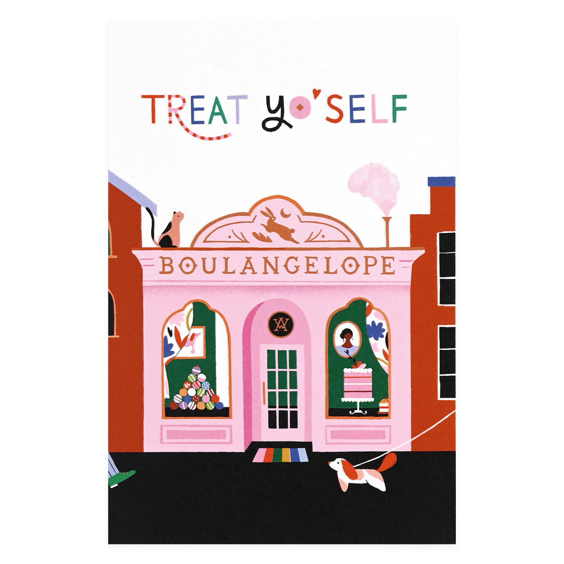 Angelope Treat Yo' Self Pink Bakery Greeting Card 