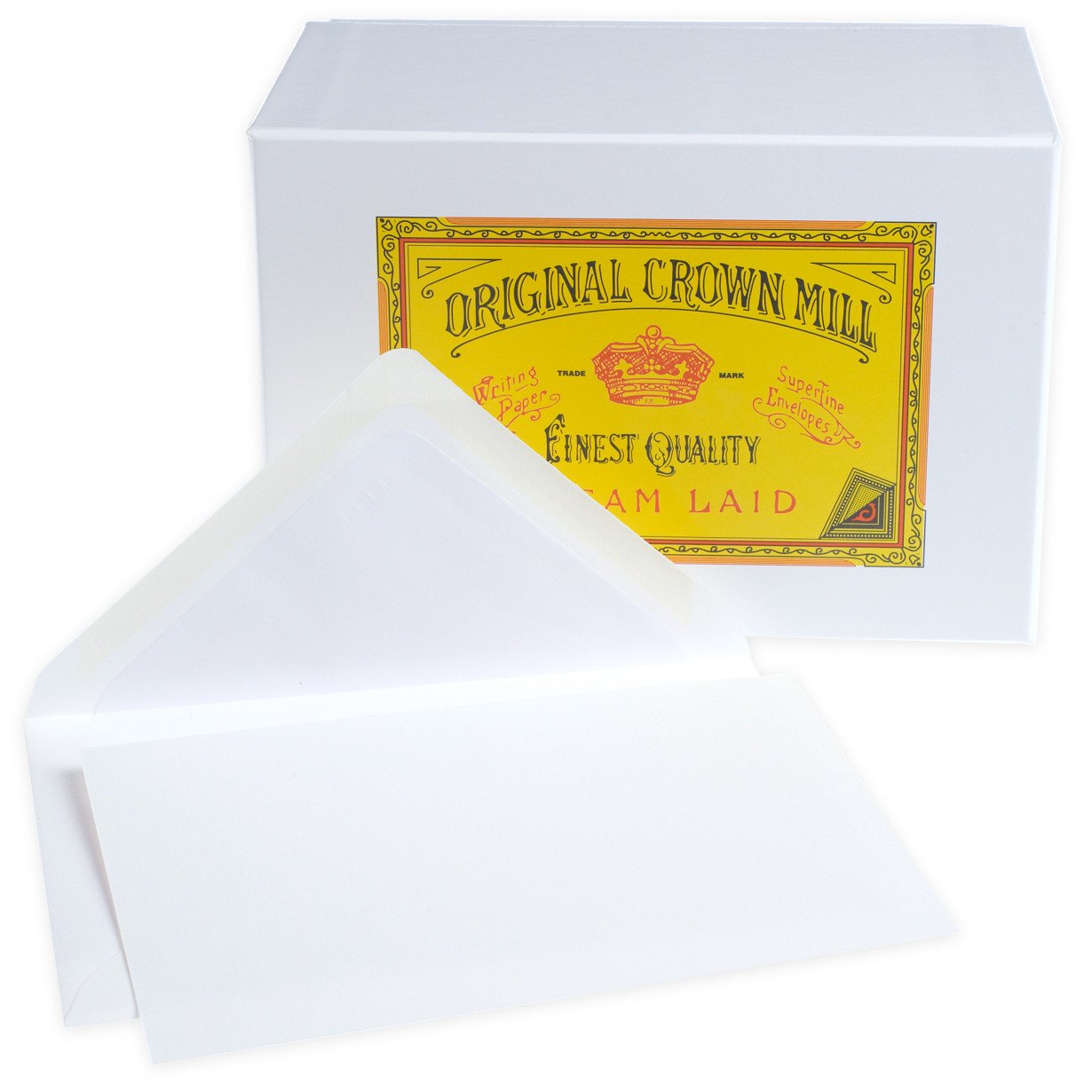 Crown Mill Classic Laid Note Card Presentation Box White 