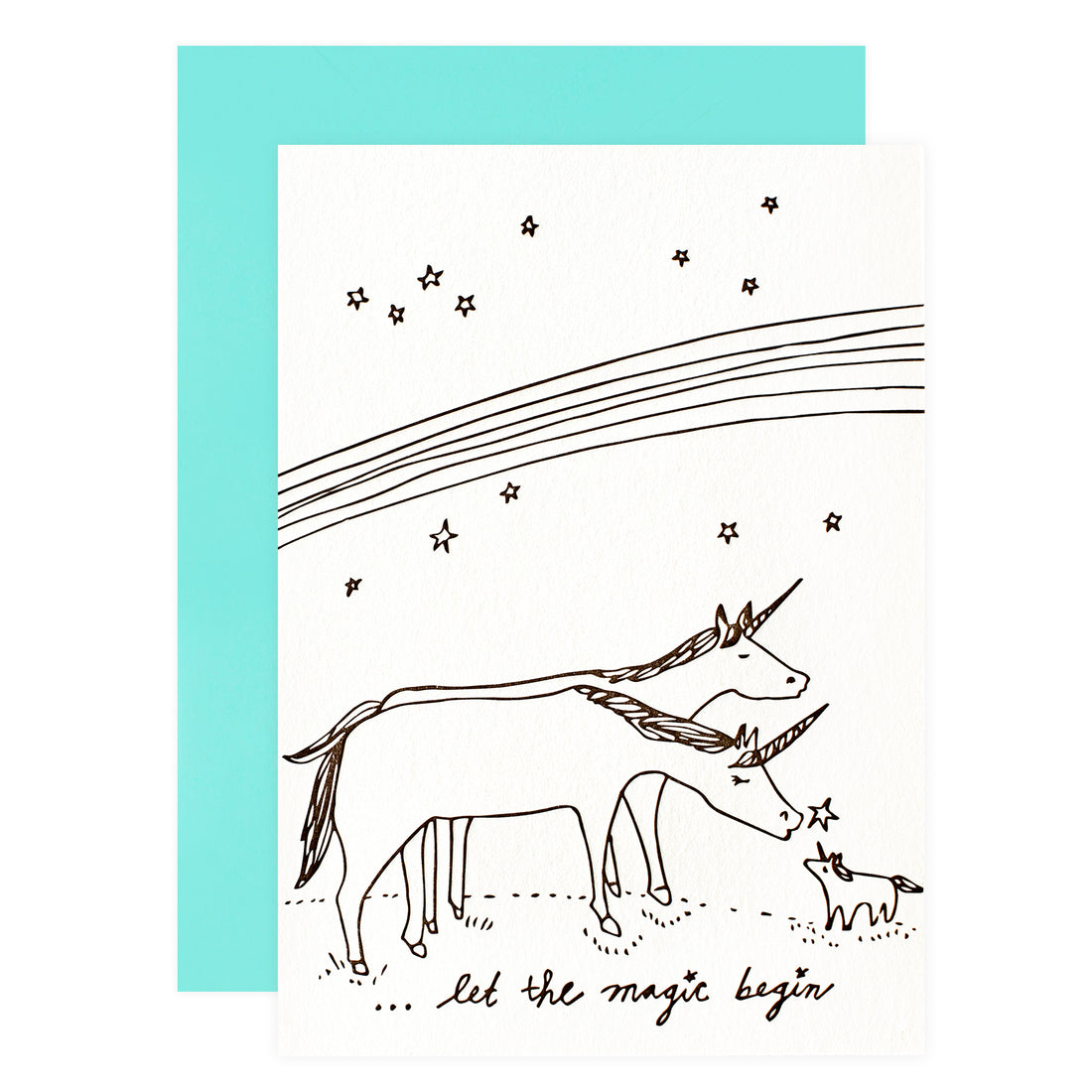 Wolf & Wren Press New Baby Unicorns Greeting Card 