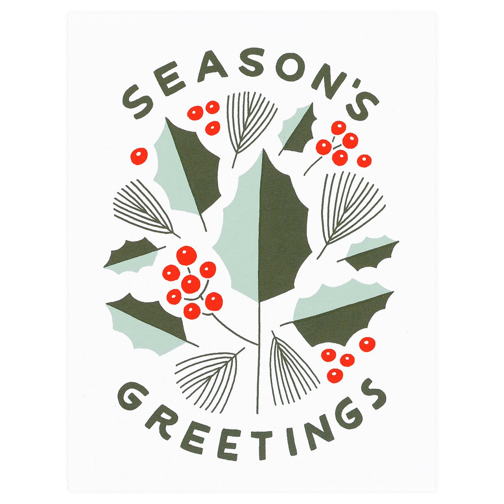 Worthwhile Paper Season's Greetings Holly Greeting Card 