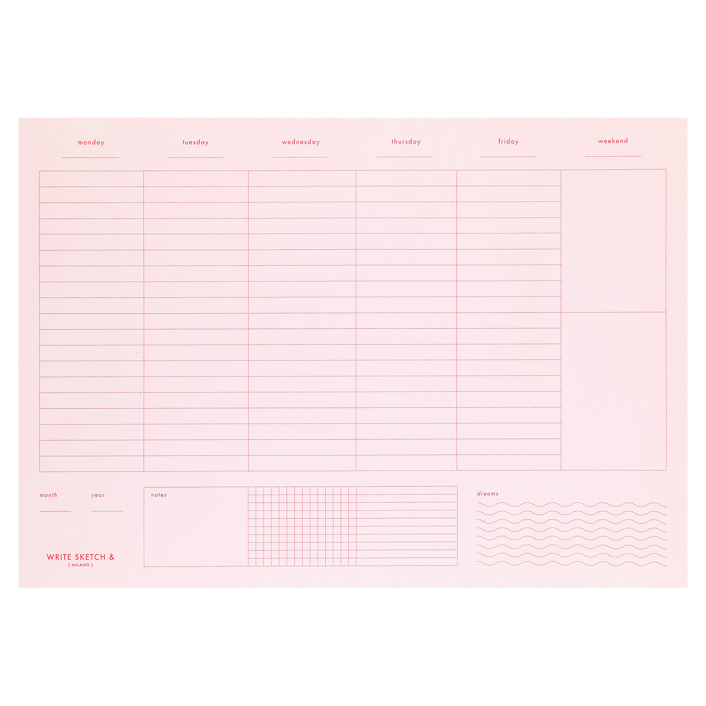 Write Sketch & Weekly Planner Pink + Red 