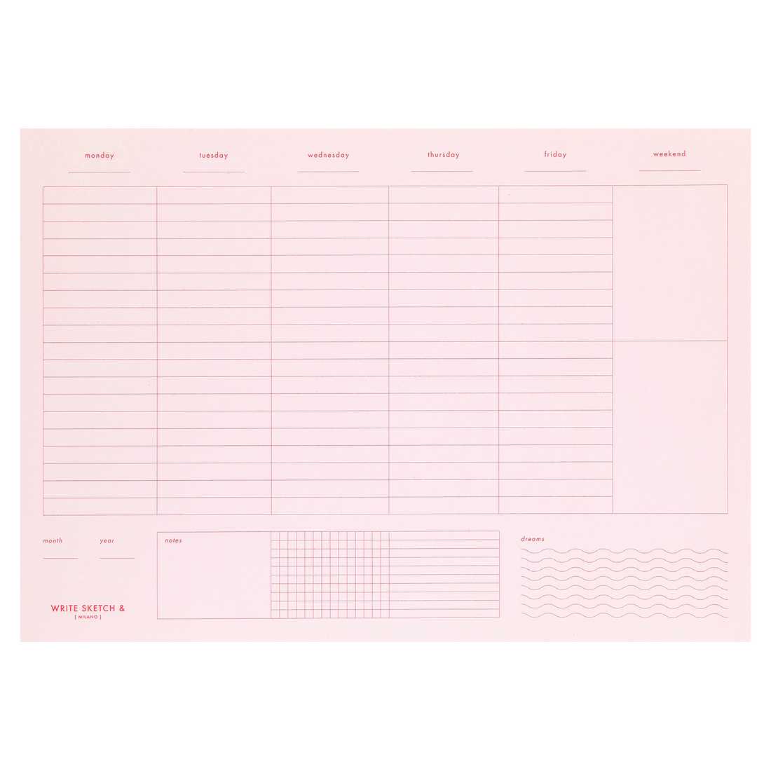 Write Sketch & Weekly Planner Pink + Red 