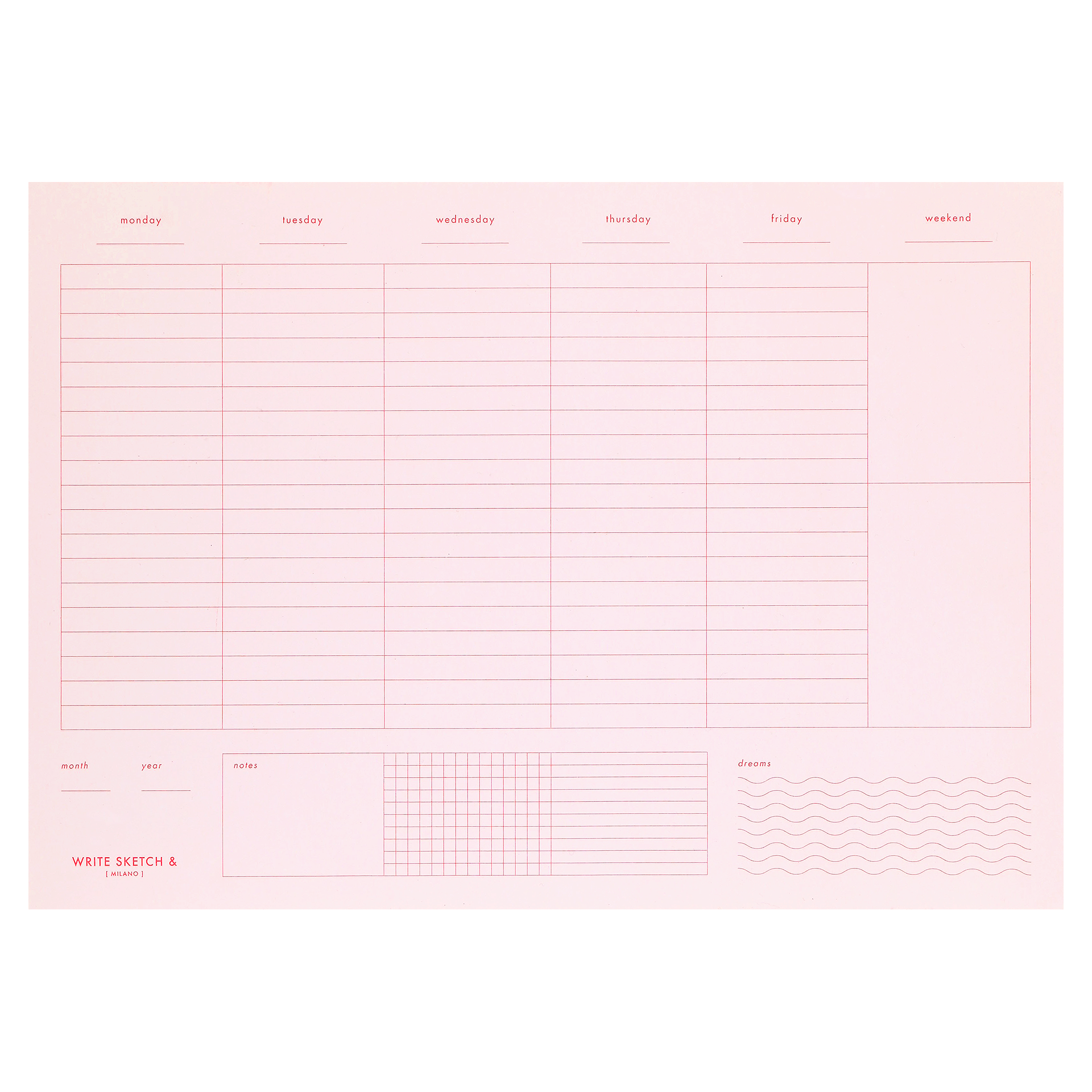 Write Sketch & Weekly Planner Pink + Red 